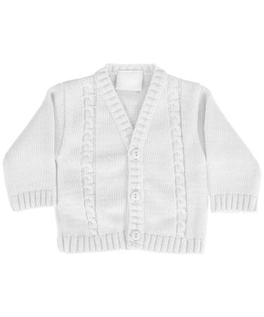 Baby Boys Cardigan Baby Boys Winter Knitted Cardigan Cable Knit Baby Boys Knitwear Made in Portugal White 3-6 Months 3-6 Months White