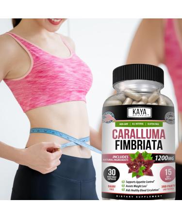 Kaya Naturals Caralluma Fimbriata 1200mg - High Potency Vegetarian Capsules for Natural Endurance Support (30 Count) - International Shipping Available - Buy Online on GoSupps.com