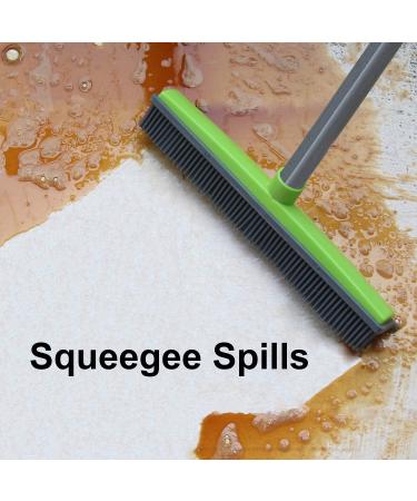 LandHope 59 Push Broom with Rubber Bristles | Long Handle Sweeper for Pet Hair, Carpet, Hardwood, and Tile | Water Resistant Squeegee Edge | Non Scratch Bristles | Multi Segment Handle - Buy Online on GoSupps.com