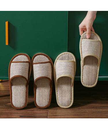 TECEYFEET 6 Pair Set Linen Slippers - Open Toe Bathing Pantolettes Slipproof Hotel & Spa Slippers for Men & Women (EU Size 30-43) - Buy Online on GoSupps.com