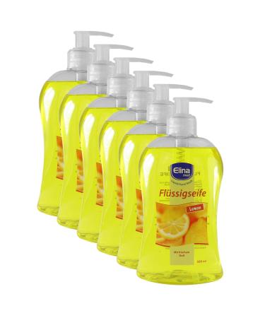 6 x Elina med - Soap/Liquid Soap - Lemon - With fresh scent (6 x 500 ml) 6 pieces (1 pack) Lemon