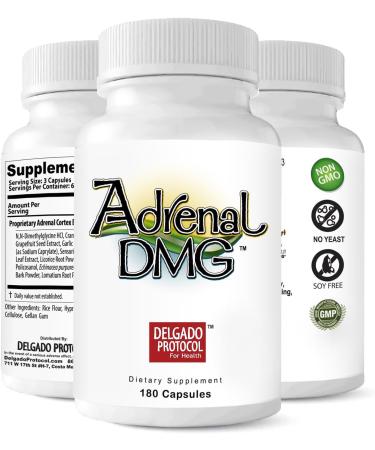 Adrenal DMG - 180 Capsules - Support Daytime Energy Better Sleep Immune System Reduce Stress Levels and Fatigue - All Natural Supplement - Buy Online on GoSupps.com