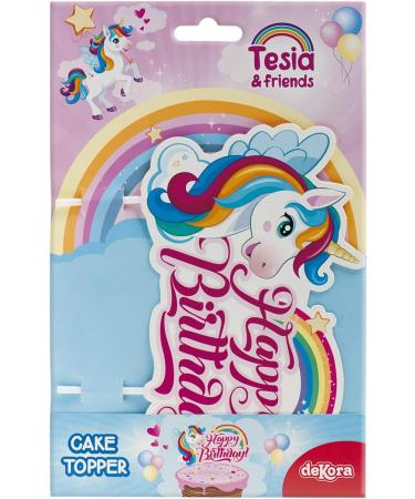 dekora - Cake Decoration Birthday Happy Birthday Cake Topper Unicorn Tesia Made of Paper - 17.5 x 15 cm - Buy Online on GoSupps.com