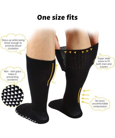 2 Pair Black Lymphedema Socks | Over Calf, 21 Girth | Stretches for Swollen Feet - Buy Online on GoSupps.com