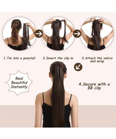 Ponytail Extension Human Hair Ponytail Extension 14-22" Long Straight Wrap Around Ponytail Clip In Hair Extension Brazilian Remy Hair Straight Ponytail Hairpieces Ponytail Hairpiece for Women (Color 22inch 105G #2 - Buy Online on GoSupps.com