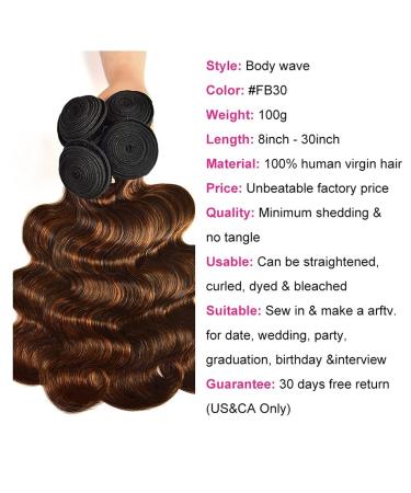 Beauty Forever Ombre Highlight Brazilian Body Wave Virgin Hair 3 Bundles - 16/18/20 Inch FB30 Highlight Color - Buy Online on GoSupps.com