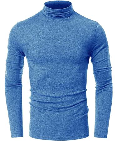 FFNMZC Men's High Collar Long Sleeve Pullover Shirt | X-Large Light Blue - Buy Online on GoSupps.com