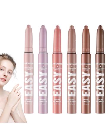 Naqqios Set of 6 eyeshadow pencils cream eyeshadow pen - matte stick eyeshadow waterproof pastel eyeshadow eye brightener matte finish pencil set for