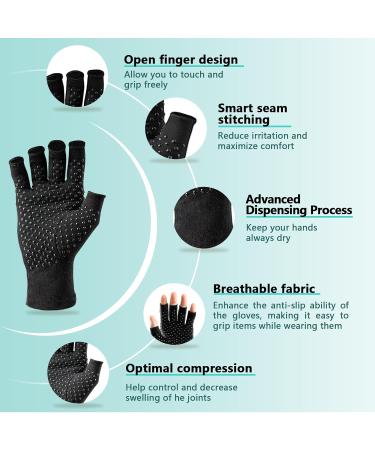Compression Gloves for Arthritis Pain Relief - Anti-Slip Fingerless Gloves for Men & Women - Carpal Tunnel Support (Medium Black - Buy Online on GoSupps.com