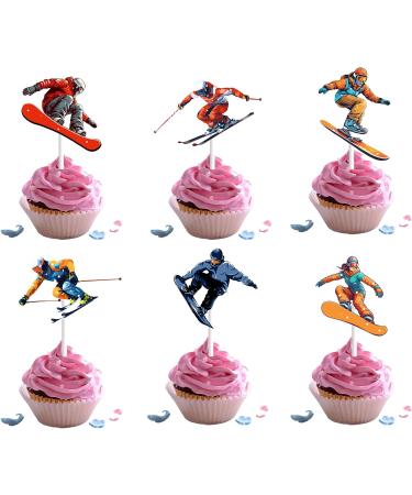 18pcs Ski Cupcake Toppers for Men Women Skiers Snowboard Cake Decor Winter Sport Skiing Snow Party Supplies Ski Themed Birthday Party Decorations - Buy Online on GoSupps.com
