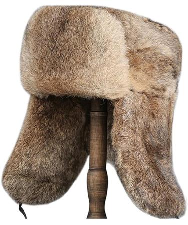 NWSTESLE Men's Fur Ushanka Russian Trapper Hat with Earflap - Brown, X-Large - Buy Online on GoSupps.com