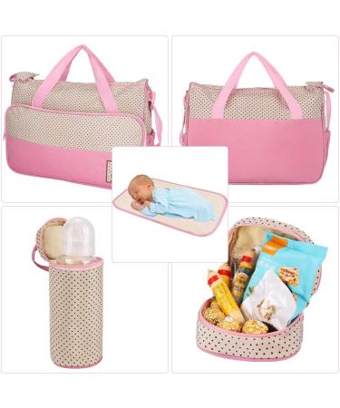 Halovie Pink Diaper Backpack - 5-Part Adjustable Multifunctional Travel Bag with Large Capacity & Baby Bottle Space - Buy Online on GoSupps.com