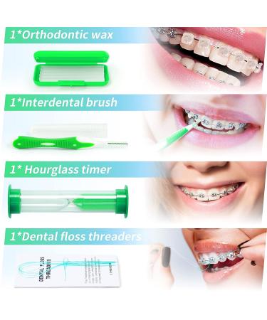 Annhua 8 Pcs Orthodontic Care Kit for Braces - Portable Cleaning Tools with Interdental Brush, Ortho Wax, Floss & More - Green - Buy Online on GoSupps.com