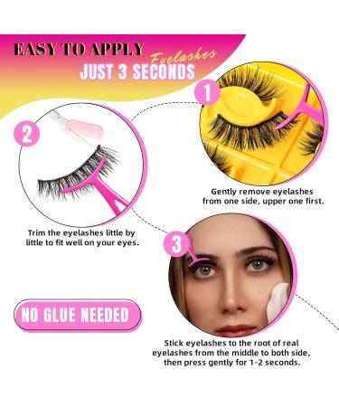 Self Adhesive Eyelashes - 8 Pairs Reusable Lash Clusters No Glue Needed DIY at Home - WLFRHD 4 Styles 8-18mm Kit - Buy Online on GoSupps.com