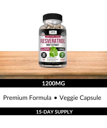 Kaya Naturals - Resveratrol Capsules - Anti Aging Supplement - Antioxidants with Brain Support - Maximum Benefits - 30 Veggies Capsules 1 Count (Pack of 30) - Buy Online on GoSupps.com