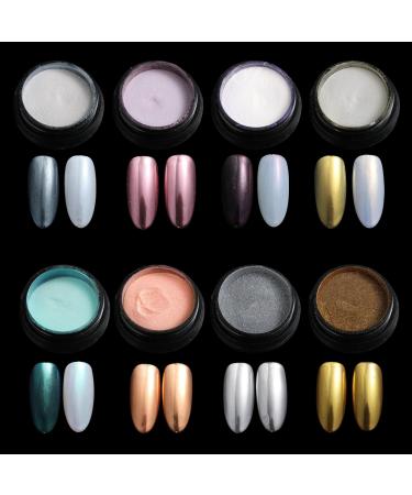 Gzsyy Chrom Nail Powder Mirror Nail Glitzer Powder 8pcs Metallic Nail Powder Aurora Chrome Nail Powder Chameleon Nagel Color6