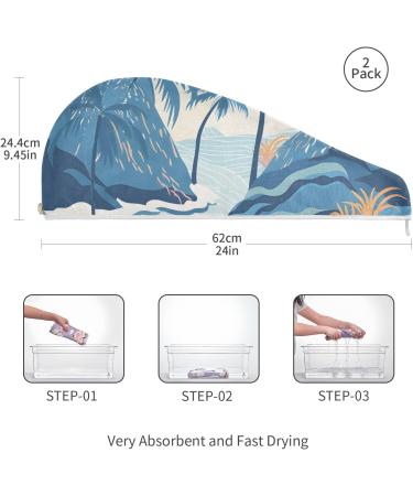Buy Super Absorbent Trees Mountain Ocean Sea Hair Towel 2 Pack | Quick Dry Hair Turbans for Women & Girls - Buy Online on GoSupps.com