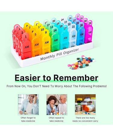 Monthly 2x a Day Pill Organizer - AM PM Large 30 Day Pills Box Case - Buy Online on GoSupps.com