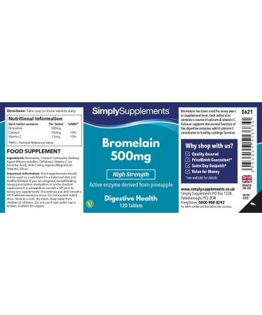 Bromelain 500mg | 120 Tablets | Vegan Friendly |SimplySupplements - Buy Online on GoSupps.com