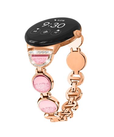 Ruirdot Google Pixel 2022 Armband Slim stainless steel bracelet with a hollow neckline and bling-strass bracelet for Google Pixel Smart Watch 2022 published R04