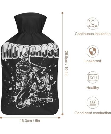 Motocross Hot Water Bottle with Plush Cover | Hand Warmer for Adults & Children - 26.5x15.3cm | International Shipping Available - Buy Online on GoSupps.com