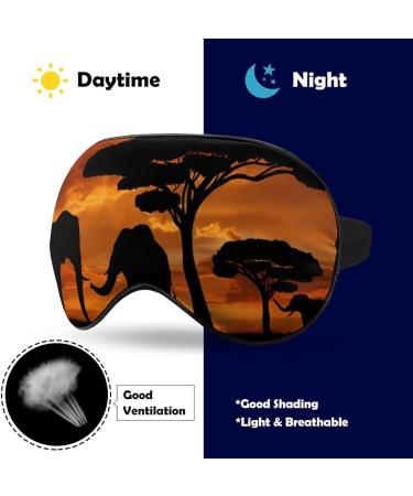 Africa Elephant Sunset Landscape Sleep Mask - Adjustable Strap, Blocks Light for Night Travel - Men Women Blindfold for Sleeping - Buy Online on GoSupps.com