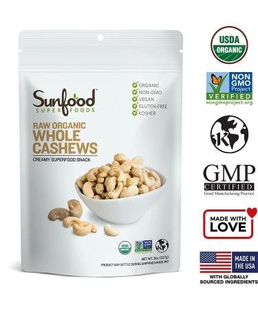 Sunfood Creamy Whole Cashews 8 oz - Premium Quality & Nutrition - Buy Online on GoSupps.com