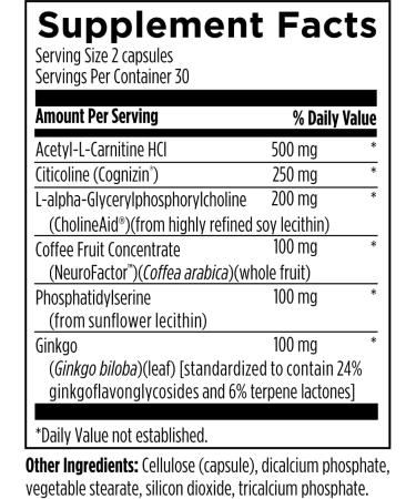 Designs for Health Brain Vitale with Cognizin Citicoline - 'Nootropic' Supplement to Help Support Cognition Mood + Memory with GPC Choline Ginkgo + Acetyl L Carnitine HCL (60 Capsules) - Buy Online on GoSupps.com
