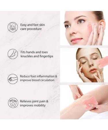 XYZBSTAR Gua Sha Facial Tools Set - Rose Quartz & Jade Stone Scraping Tool for Face, Neck, Eyes, and Body - Pack of 3 (Pink) - Buy Online on GoSupps.com