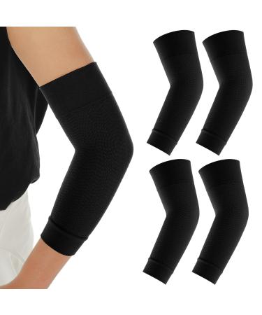 ASTER 2 Pair Compression Arm Sleeves Sun Arm Sleeves for Men Work Volleyball Sleeves to Cover Arms for Lymphedema Varicose Veins Swelling Arm Injury Sports Black