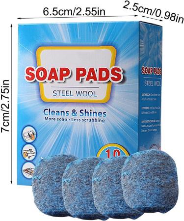 Metal Scrubber Brush Pre-Soaped Steel Wool Cleaner Brush Portable Metal Scouring Cleaning Pads for Dishes Pots Pans - Buy Online on GoSupps.com