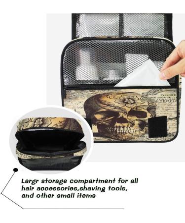 Shop Vintage Floral Skull Cultural Bag | Halloween Travel Wash Organizer for Men & Women - Portable Makeup & Cosmetics Storage with Hooks - Buy Online on GoSupps.com