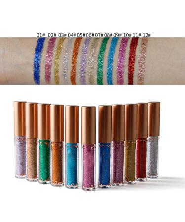 Vibrant Eye Makeup Liquid - 12 Colors of Diamond Glitter & Metallic Eyeliners | International Shipping - Buy Online on GoSupps.com