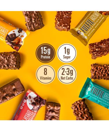 FULFIL Vitamin & Protein Snack Bars Variety Pack - 15g Protein, 8 Vitamins with Vitamin C - 12 Count - Buy Online on GoSupps.com