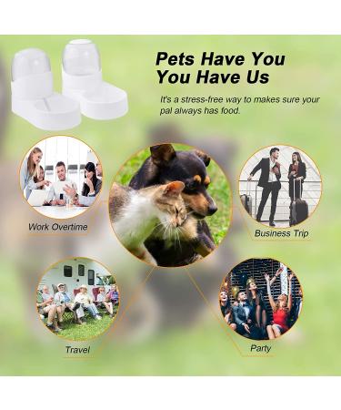 Lemtrflo Automatic Pet Feeder and Water Dispenser Set - Gravity Feeder and Waterer for Small to Medium Pets - 2L Capacity - White - Buy Online on GoSupps.com