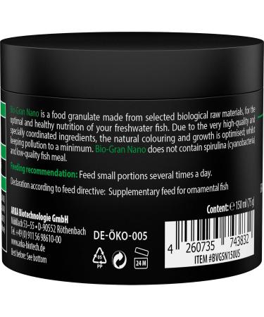 ARKA Bio-Gran Nano - 150 ML - Certified Organic Fish Food for Any Freshwater Aquarium Promotes Growth Colors and Vitality of Ornamental Fish. - Buy Online on GoSupps.com