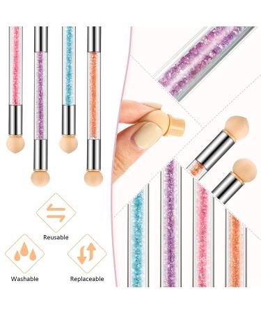 4-Piece Sponge Nail Brush Set with Double Head & 16 Replacement Heads - Nail Design Manicure Tools in Pink, Purple, Champagne, Blue - Buy Online on GoSupps.com