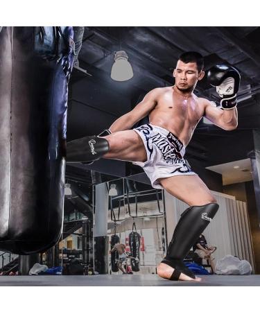 Onomaste Leather Shinguards for Martial Arts | Padded Protection for MMA Karate Kickboxing and Krav Maga - Large/X-Large - Buy Online on GoSupps.com
