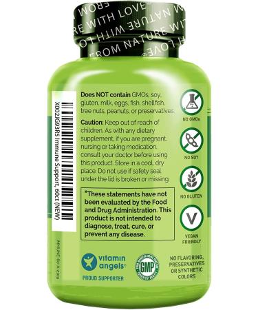 NATURELO Immune Support with Vitamin C, Elderberry, Zinc, Echinacea - 60 Vegan Capsules | Natural Immunity Boost and Antioxidant Defense - Buy Online on GoSupps.com