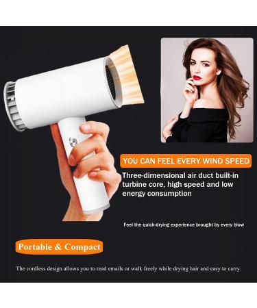 Cordless Hair Dryer USB Rechargeable Blow Dryer 1250W Fast Charging for Women Infants Kids Ourdoor Camping Beaches White - Buy Online on GoSupps.com