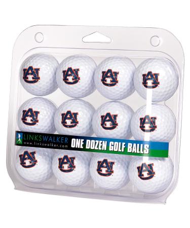 LinksWalker Collegiate Golf Balls 12 Ball Gift Pack Regulation Size 2-Piece Balls Auburn Tigers