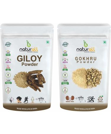 CROW Pack of 2 Gokhru Powder Giloy Powder (100 GM Each) Combo Pack 200 GM by B Naturall