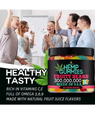 Premium Healthergize Hemp Gummies - Made in USA - Best Tasting Fresh & Fruity Gummy Bears for Muscles, Back, Knees & Joints - Natural Hemp Candy for Party - 90 Bears - Buy Online on GoSupps.com