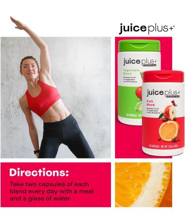 JuicePlus+ Fruit and Vegetable Blend: for Solid Nutritional Foundation - Boost Family's Health with 20 Fruits & Veggies Plus Plant Nutrients - Prepacked 2 Bottles (60 Servings of Fruit, 60 of Veg) Fruit & Vegetable Blend - Buy Online on GoSupps.com