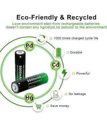 18650 Rechargeable Battery 9900mAh 3.7V Li-ion - High Capacity 2 Pack for Flashlight - Long-Lasting Power & Performance - Buy Online on GoSupps.com