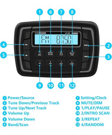 Marine Stereo Radio FM/AM USB for ATV UTV RZR XP900 Motorcycle Boat Golf Cart Truck SPA - Bluetooth Compatible Sound System - Buy Online on GoSupps.com