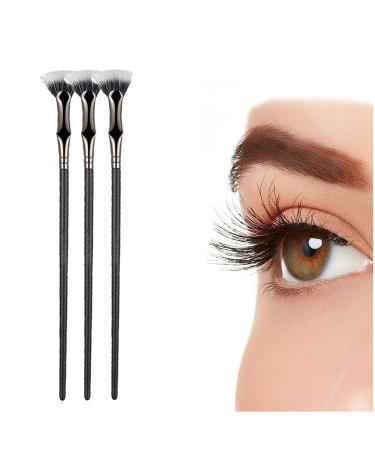 Folding Angle Scalloped Lash Brush Upgraded Folding Angle Scalloped Lash Brush Mascara Fan Brush Eye Makeup Fan Brush Eyelash Separator Tool (3pcs)