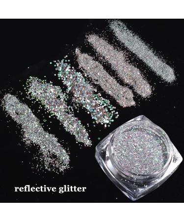 Reflective Nail Glitter Powder - Sparkling Diamond Glitter for Nails - Holographic Sequins - Party Nightclub Nail Art Decoration (6 Boxes) - Buy Online on GoSupps.com