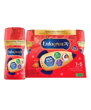 Enfagrow A+ Child & Toddler Nutritional Drink 26 Nutrients including Brain Building DHA a type of Omega-3 fat Vanilla Flavour Ready to Drink Age 1-5 Years 237ml x 6 count