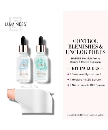 LUMINESS Blemish Prone Clarify & Revive Kit - Hyaluronic 2% Niacinamide 10% Serums & Airbrush Stylus for Blemishes & Pores - International Shipping - Buy Online on GoSupps.com